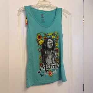 NWT Bob Marley Graphic Tank Top, Size Large - Teal
